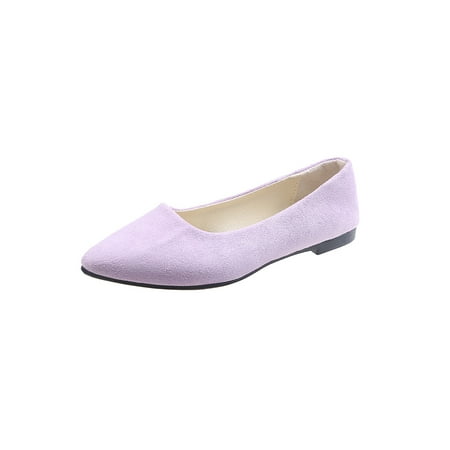 

Ritualay Women Flats Comfort Flat Shoes Non-slip Loafers Faux Suede Lightweight Casual Work Party Slip On Light Purple 8