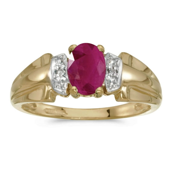 14k Yellow Gold Oval Ruby And Diamond Ring