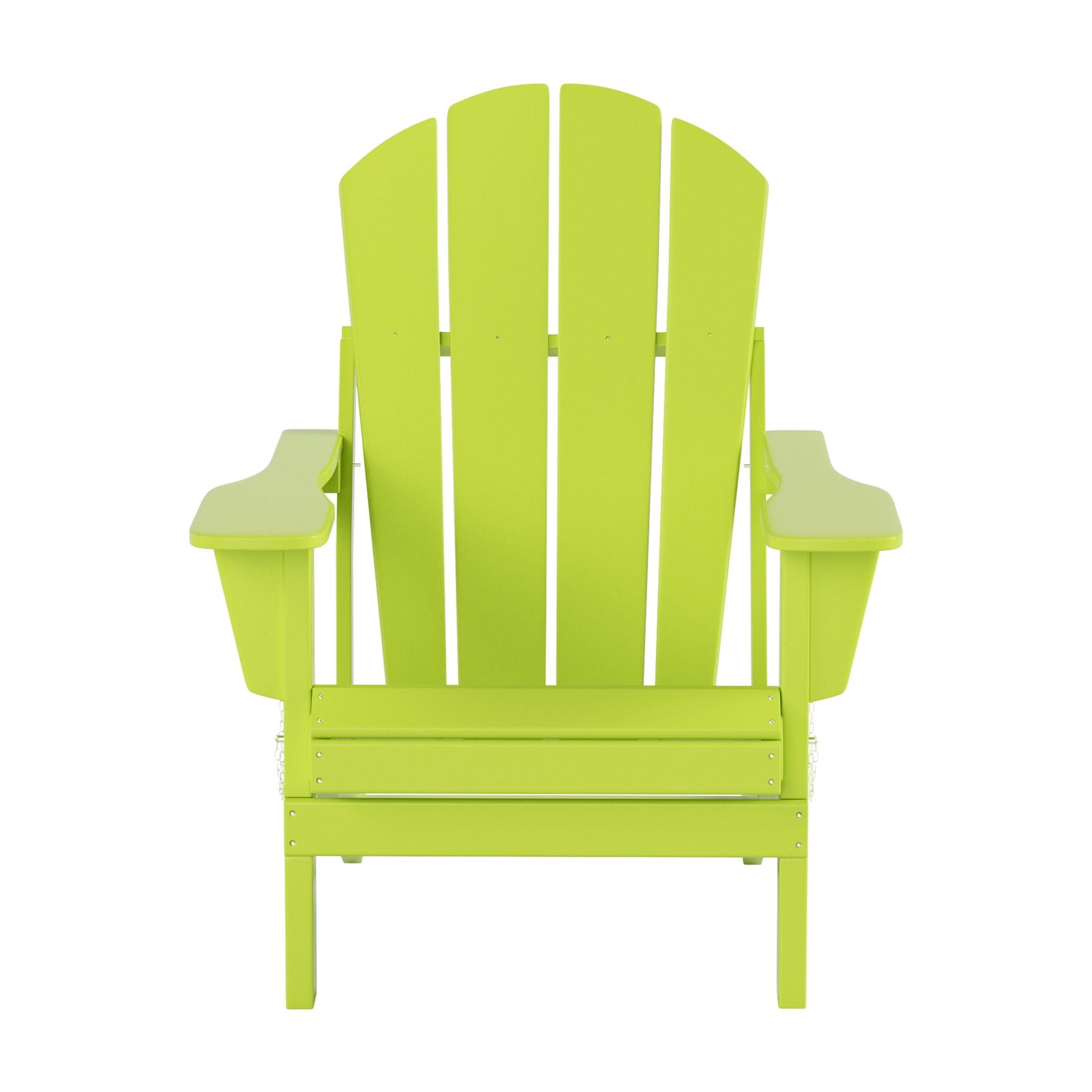 WestinTrends Malibu 5-Piece set classic Adirondack chairs with ottoman and a small coffee table (2 seater), Lime