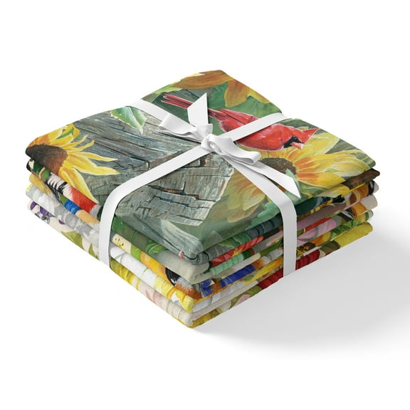 David Textiles 21" x 18" Cotton Spring Fat Quarter Precut Bundle, 5 Pieces, Multicolor
