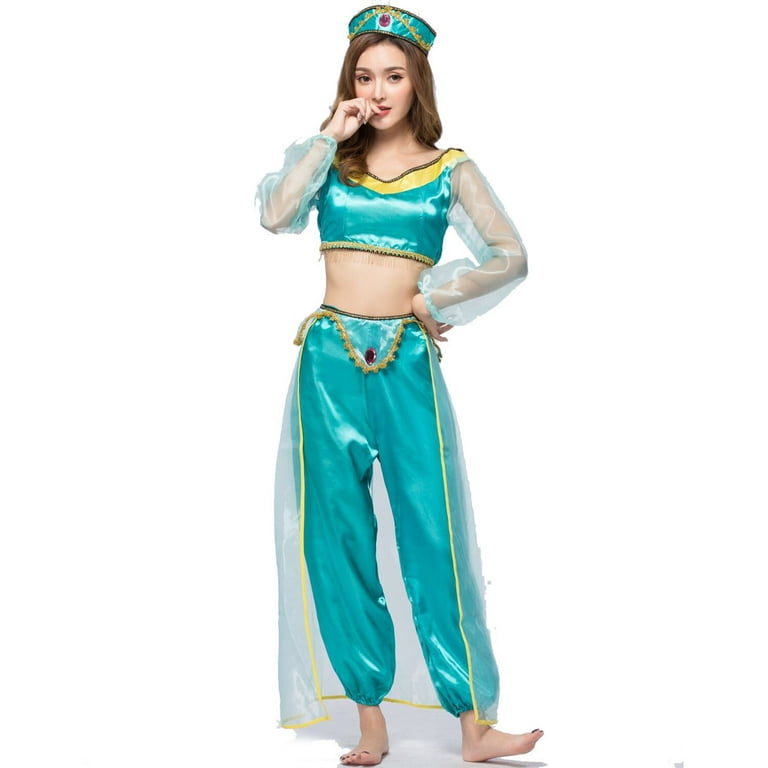 Aladdin Jasmine Princess Costume Dress Up Carnivals Halloween Props Adults  Outfits_y