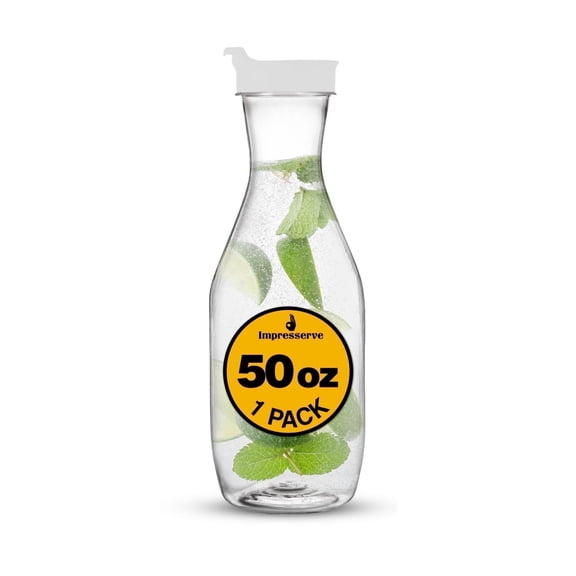 Impresserve 50 oz Plastic Beverage Carafe with White Flip Tab Lid
