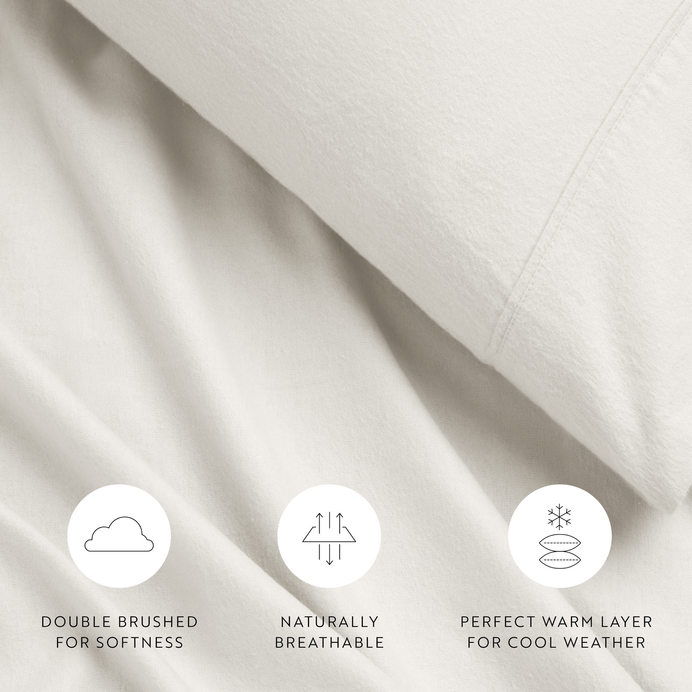 Ivory 4 Piece 100% Cotton Flannel Deep Pocket Sheet Set, Full, by Noble Linens
