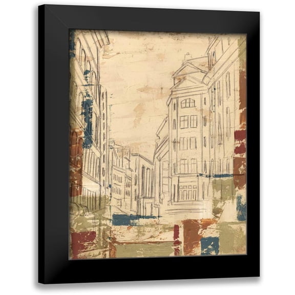 Harper, Ethan 12x14 Black Modern Framed Museum Art Print Titled - Streets of Downtown II