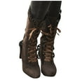 thumbnail image 4 of eileial Women's Mid Calf Lace up Victorian Boots Retro Winter Dress Shoes for Women Womens Boots,Brown 7, 4 of 6