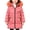 Watermelon Red, variant on Girls Long Puffer Coat Faux Fu𝗋 Trim Hooded Winter Parka Warm Quilted Jacket with Heart Embroidery Pockets for Fall Outdoor School Daily Wear 5-14Y