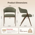 thumbnail image 6 of EOP Dining Chairs Set of 4, Mid Century Modern Fabric Kitchen Arm Chairs, Upholstered Dining Room Chairs with Iron Legs, Padded Seat for Living Room, Restaurant, Cafe, Green, 6 of 7
