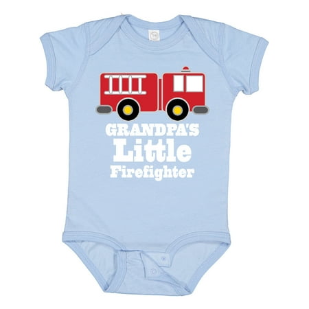 

Inktastic Grandpa Little Firefighter Boys Fire Truck Gift Baby Boy Bodysuit
