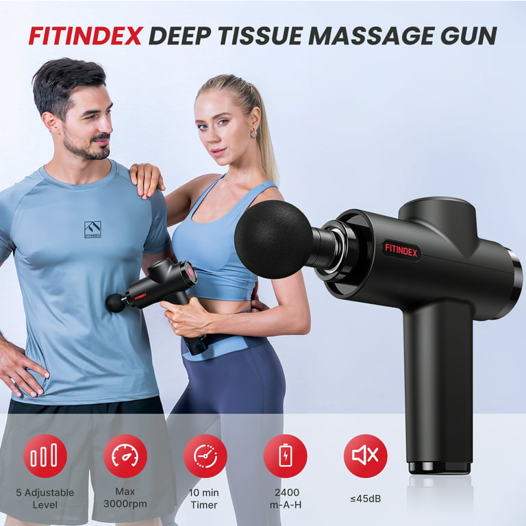 FITINDEX Massage Gun Deep Tissue, Percussion Back Muscle Massagers for Home  Office Gym, Gift 