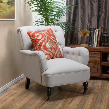 Noble House Lynx Haven Linen Tufted Fabric Club Chair, Natural