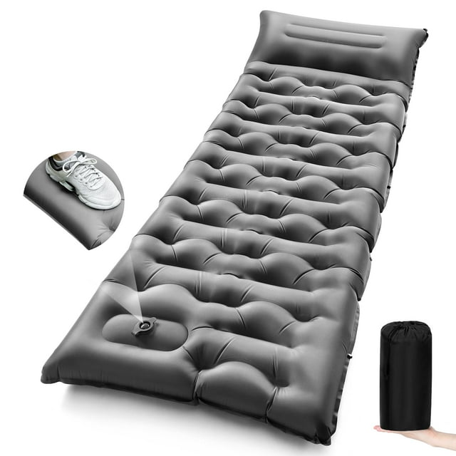 Colchón para Acampar LLUAII con Almohada Incorporada y Bomba de Pie