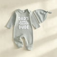 thumbnail image 2 of CAICJ98 Baby Boy Fall Winter Clothes Newborn Dad's Little Dude/Mama's Little Man Matching Outfits Long Sleeve Ribbed Knit Striped Romper Bodysuit with Hat,Size 0-3 Months, 2 of 8