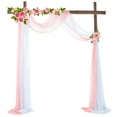 thumbnail image 3 of Cortina de arco reutilizable de 70 x 550 cm para decoración de recepciones y baby showers. 1 blanco 1 rosa melocotón, 3 of 9