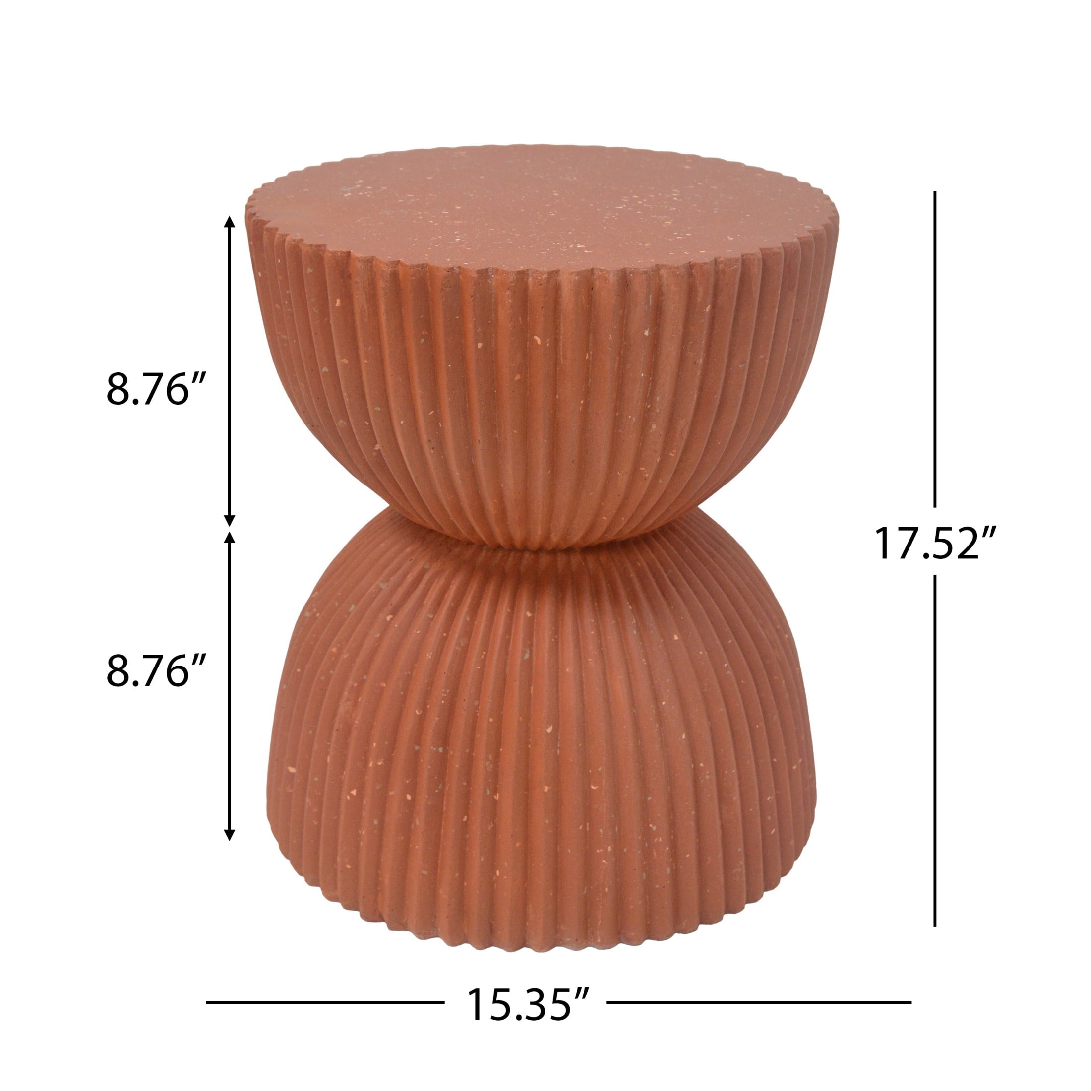 Christopher Knight Home 15.37" Modern Ribbed Hourglass MGO Side Table, Outdoor Indoor Use, Terracotta