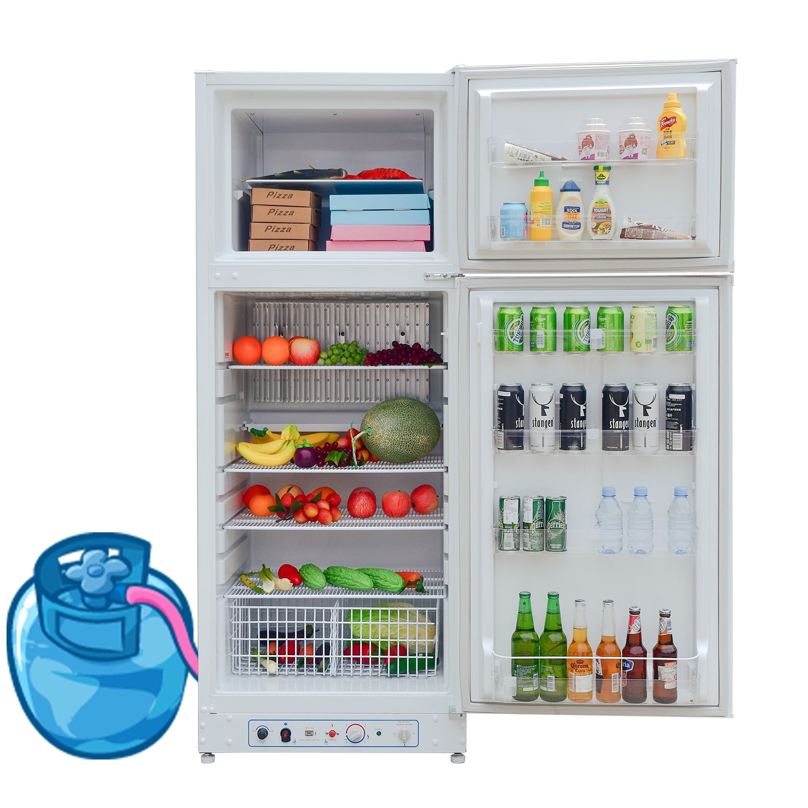 SMAD 13.4 Cu ft 64.2 in Height Propane Refrigerator Top Freezer, Gas 110v/LPG Top Mount, Kitchen Garage RV off-Grid
