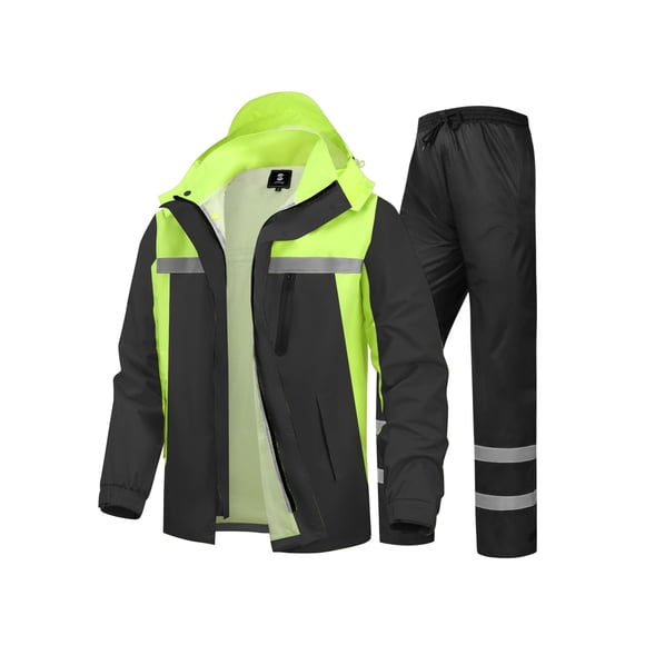 Traje de lluvia SaphiRose para hombre, chaqueta reflectante de alta visibilidad