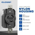 thumbnail image 5 of 20 Amp 125V NEMA L5-20R Locking Receptacle, Industrial Grade Grounding Twist Lock outlet, Black/White, 5 of 5