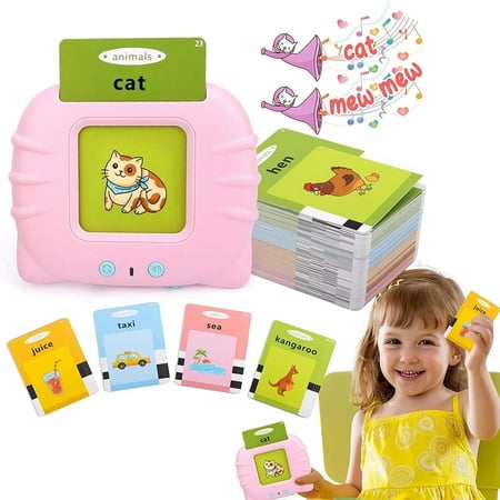 MAGOTAN Talking Flash Cards Learning Toys for 1-6 Years Old Boys Girls, Educational Toddlers Toys for Kids,Speech Therapy Toys Autism Toys Christmas Birthday Gifts for Toddler Boys Girls (Pink)