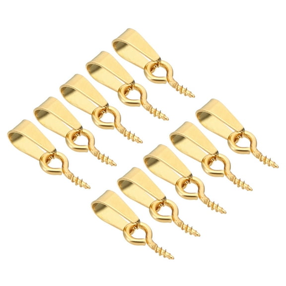 Uxcell 14 x 3 mm Screw Eye Pins Peg Bail, 10Pcs Stainless Steel Cup Eyelet Screw Eye Pins for Jewelry Making, Gold