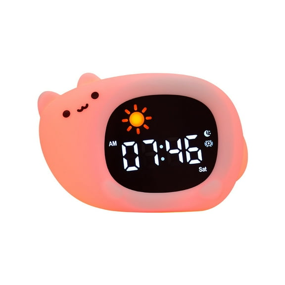 Kids Sleep Training Clock with Night Light, Color Changing, 6 Soothing Sounds, Digital Display (Cat)