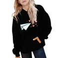 thumbnail image 4 of Kids Valentine Hoodies Long Sleeve Festival Print Pullover Tops Holiday Casual Loose Hooded Sweatshirts With Pocket (13-14 Years, Black-A), 4 of 5