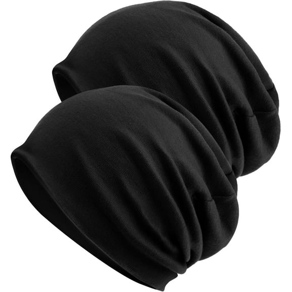 2Pcs Cotton Slouchy Beanie Hats for Women Men Soft Chemo Headwear Beanie Head Wrap Cap Skull Hats Cap Sleeping Cap