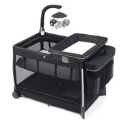 Chicco Lullaby Zip All-in-One Playard with Toy Bar and Zip-and-Go Organizer - Springhill (Black)