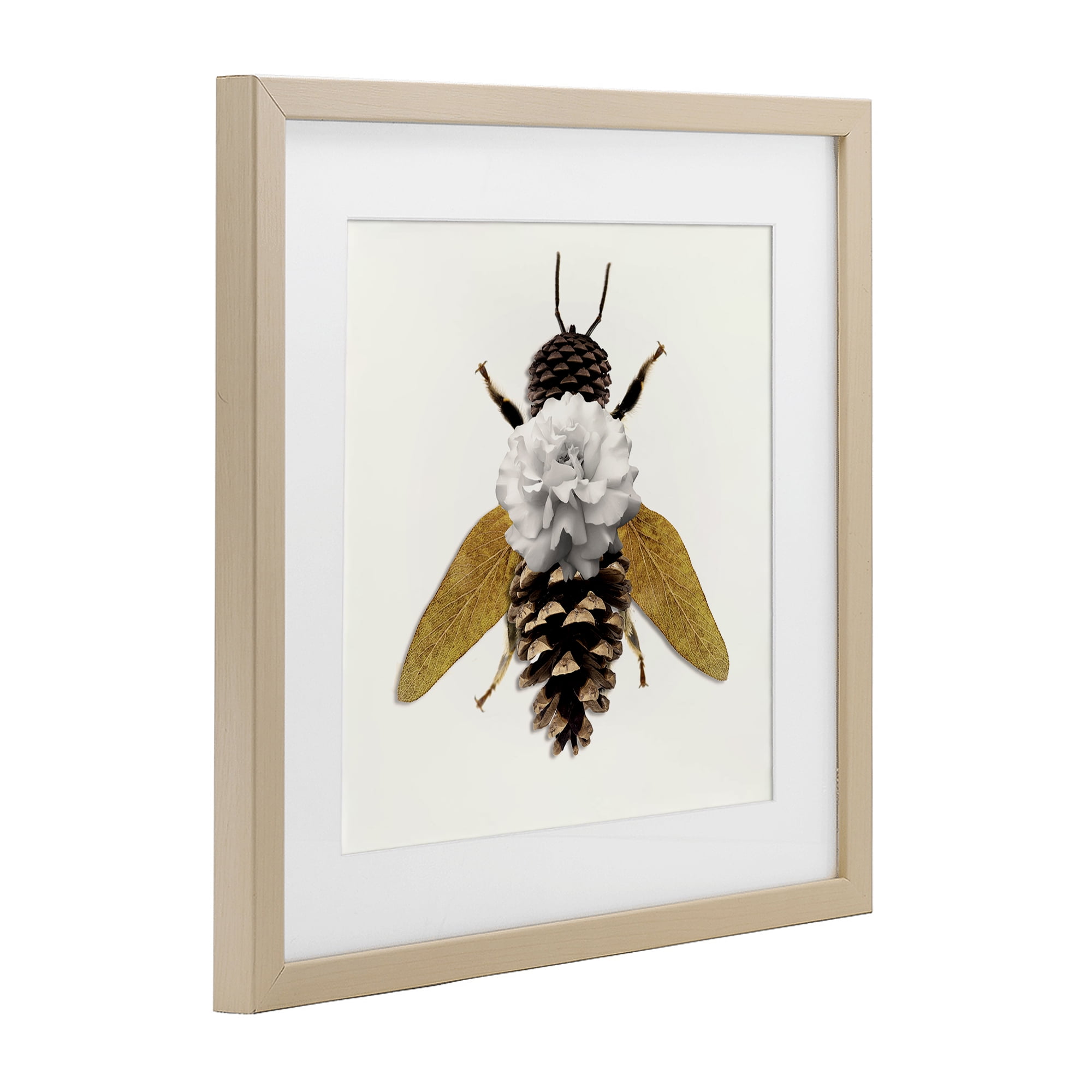 Nature Constructed Bee Birch Framed Print Under Glass, design by Sasha