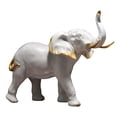 thumbnail image 1 of Estatua de elefante moderna, estatua de animal, hecha a mano, acento decorativo para el jardín y el hogar. cabeza blanca arriba, 1 of 9
