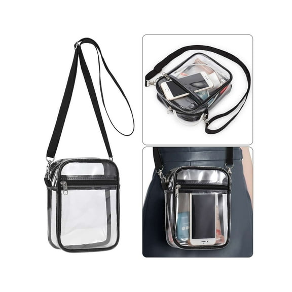 LAVA Clear PVC Crossbody Bag - Adjustable Strap with 2 Zippered Compartments (7.9")