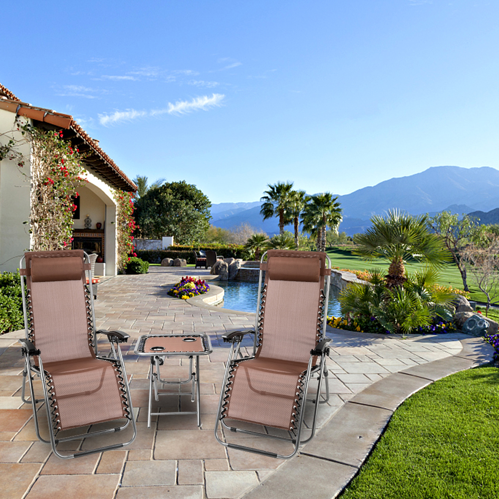 Topcobe 2PCS Folding Chaise Lounge Chair, Lay Flat HeavyDuty