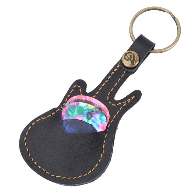 Bolsa Para Púas de Guitarra, Con 5 Púas de Guitarra Color Aleatorio, Soporte Portátil de Cuero y Latón para Púas de Guitarra para Tienda.