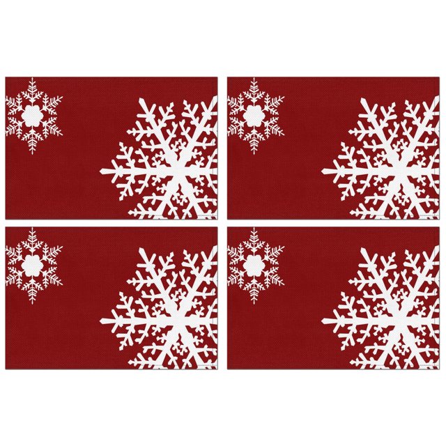 Merry Christmas Seasonal Farmhouse Placemats 4PCS Heat-resistant Placemats 12 X 18 Inch Holiday Fashions Dining Table Place Mats for Kitchen Dining Table,Kitchen Table Mats