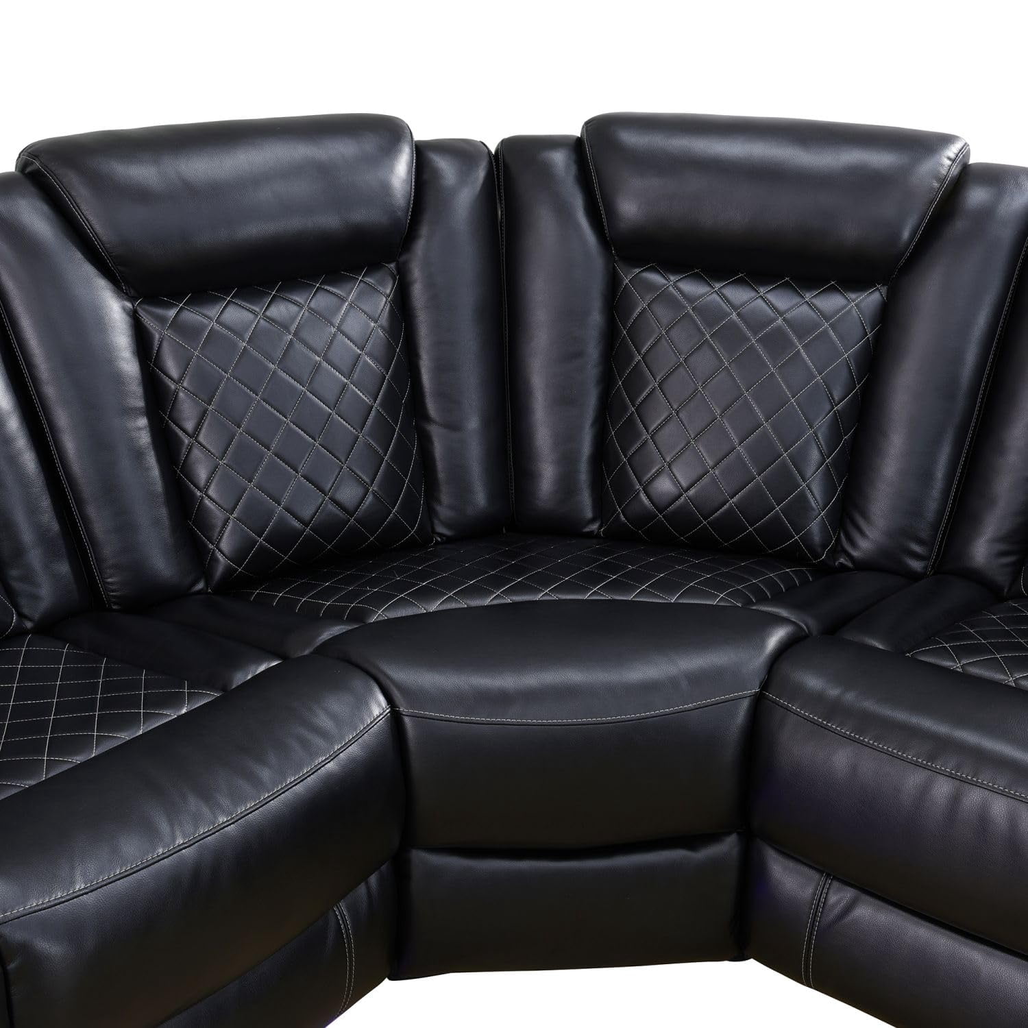 Pon Living Power Recliner Sofa Set, LED-Lit, Black Leather Sectional, USB-Charging, Versatile for Living Room, Apartment, Office, Home Theatre, Ultimate Comfort Experience