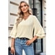 thumbnail image 1 of Blusa de mujer, elegante escote en V, mangas 3/4, blusas casuales, tops tipo túnica, 1 of 5