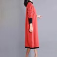 thumbnail image 6 of Ygbgbb Women's Loose Patchwork Solid Color High Neck Long Sleeved Dress (Red,XL), 6 of 9