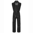 thumbnail image 2 of iiniim Mens Retro 1920s Disco Jumpsuit Lapel V Neck Wide Leg Bodysuit Metallic Shiny Plaid Romper for Clubwear Black 3XL, 2 of 6