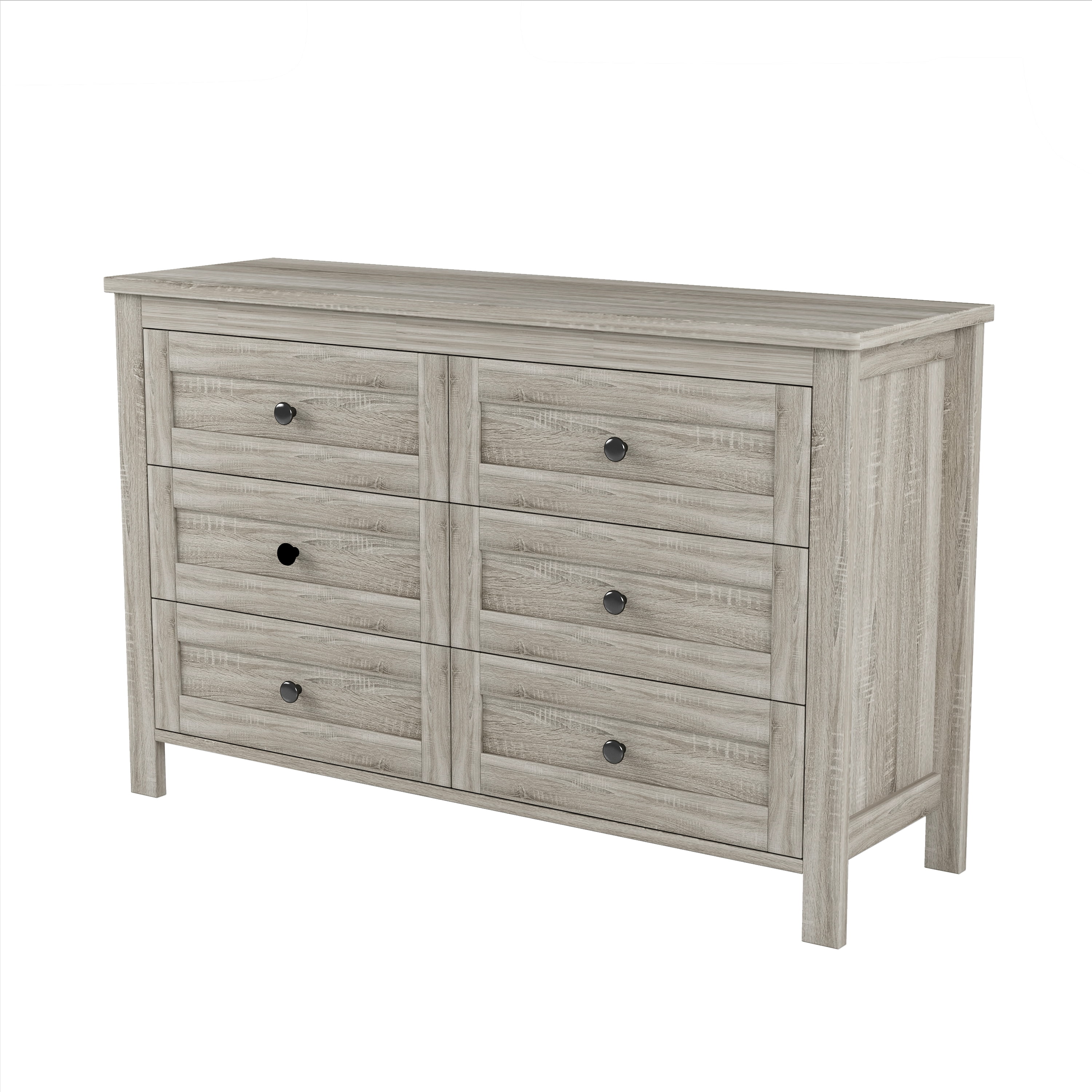 Mintazer Farmhouse 3-Piece Bedroom Set with Nightstand & 6-Drawer Dresser, Queen Platform Bed with Storage Headboard, Gray