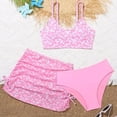 thumbnail image 5 of BXSRUTA Girls Swimsuit 3 Piece Set Medium to Large Sized Teen Girls Floral Print Bikini Top with Skirt Tankini Set, 5 of 7