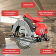thumbnail image 2 of 1500W Circular Saw with Laser Guide, 5500RPM Compact Circular Saw with 3 Saw Blades (24T+ 48T)7-1/4'', 0-45° Bevel Adjustment, Corded Electric Saw for Wood, 2 of 7