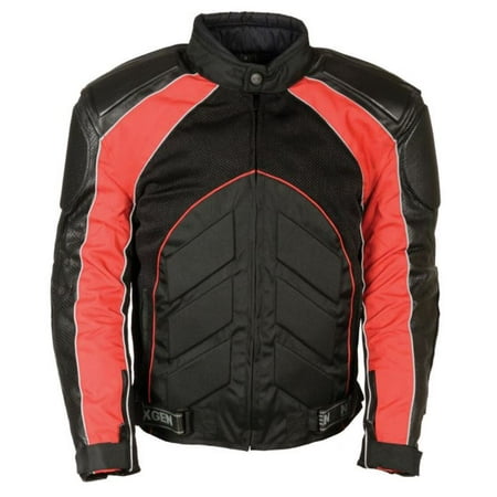 - Milwaukee Leather Men's Combo Leather/Textile/Mesh Racer Jacket Red