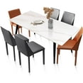 thumbnail image 5 of Modern Dining Table, Rectangular 63" Kitchen Table with Marble Sintered Stone Table Top and Metal Legs, Dining Room Table for 6, Slate Dinner Table for Living Room or Office, Table Only, 5 of 5
