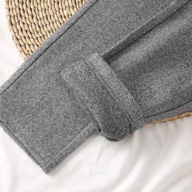 Pantalones de tubo Harem de lana para mujer, traje informal de cintura alta para oficina, otoño e invierno, 2024