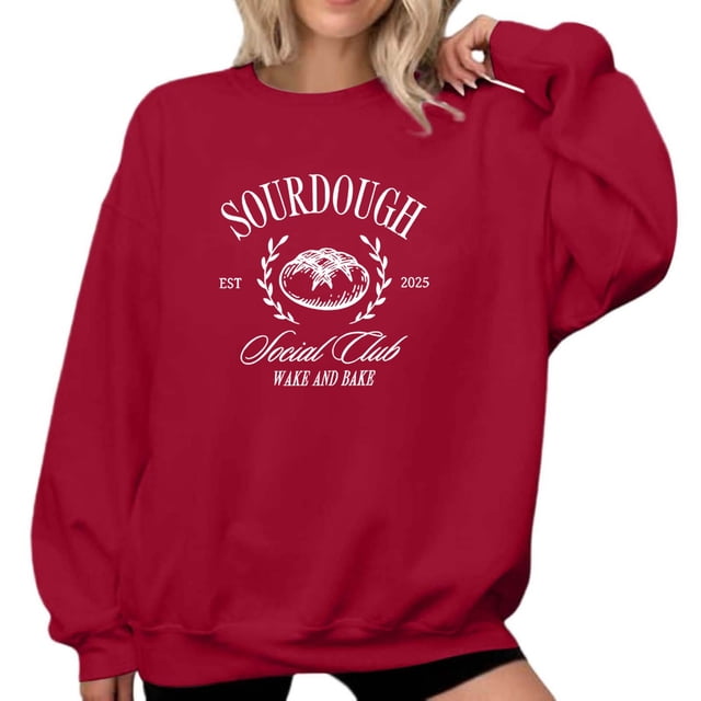 Chandail à Capuche Sans Capuche pour Femmes Imprimé Col Rond Manches Longues Chandail Athlétique Décontracté Doux Confortable Mode pour Usage Quotidien