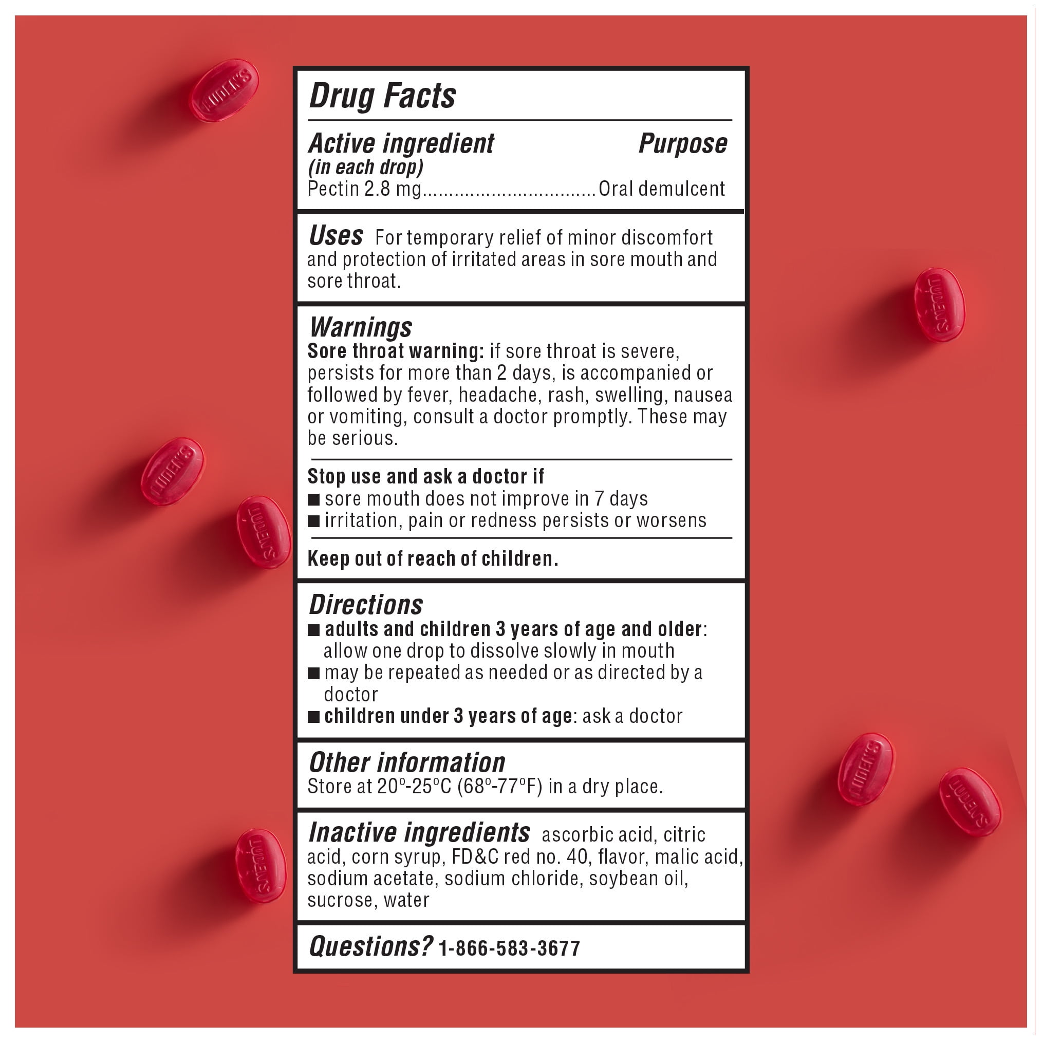 Luden's Sore Throat Drops, for Minor Sore Throat Relief, Watermelon Throat Remedy, 90 Ct
