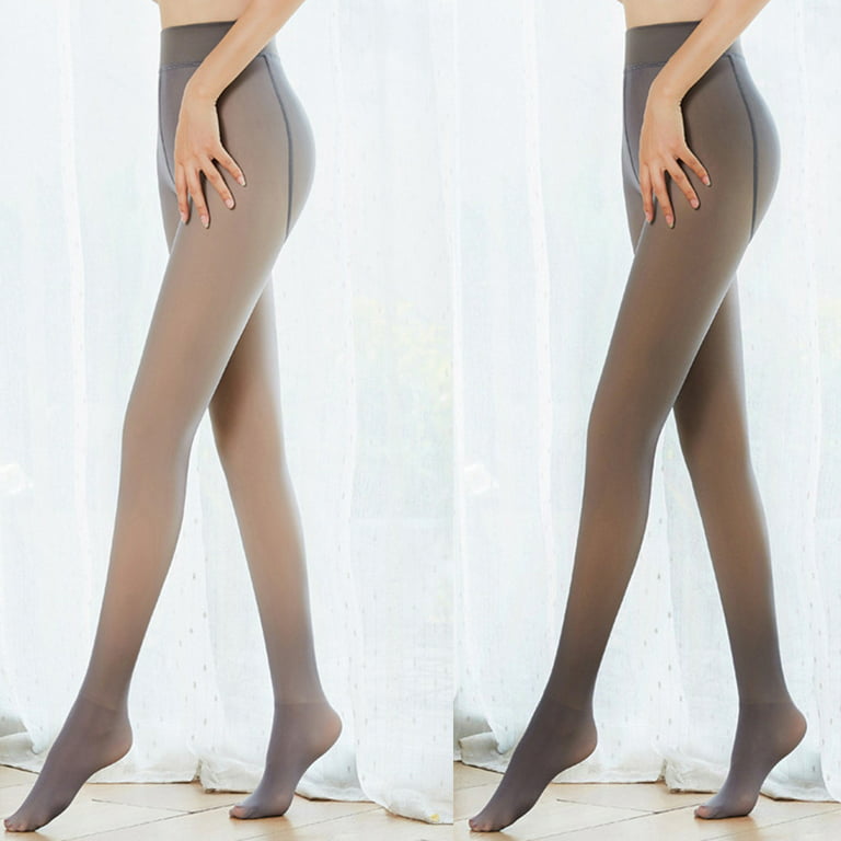 Women Winter Warm Fake Translucent Pantyhose Thicken Faux Fleece Lined  Seamless Stockings Slimming Legs Opaque Tights 