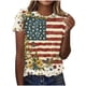 thumbnail image 1 of Tops de Ajuste Suelto para las Mujeres Día de la Independencia Impreso de Manga Corta Cuello Redondo Superior Luz Suave Tela Transpirable para la Moda Diaria Tops Cortos para las Mujeres, 1 of 5