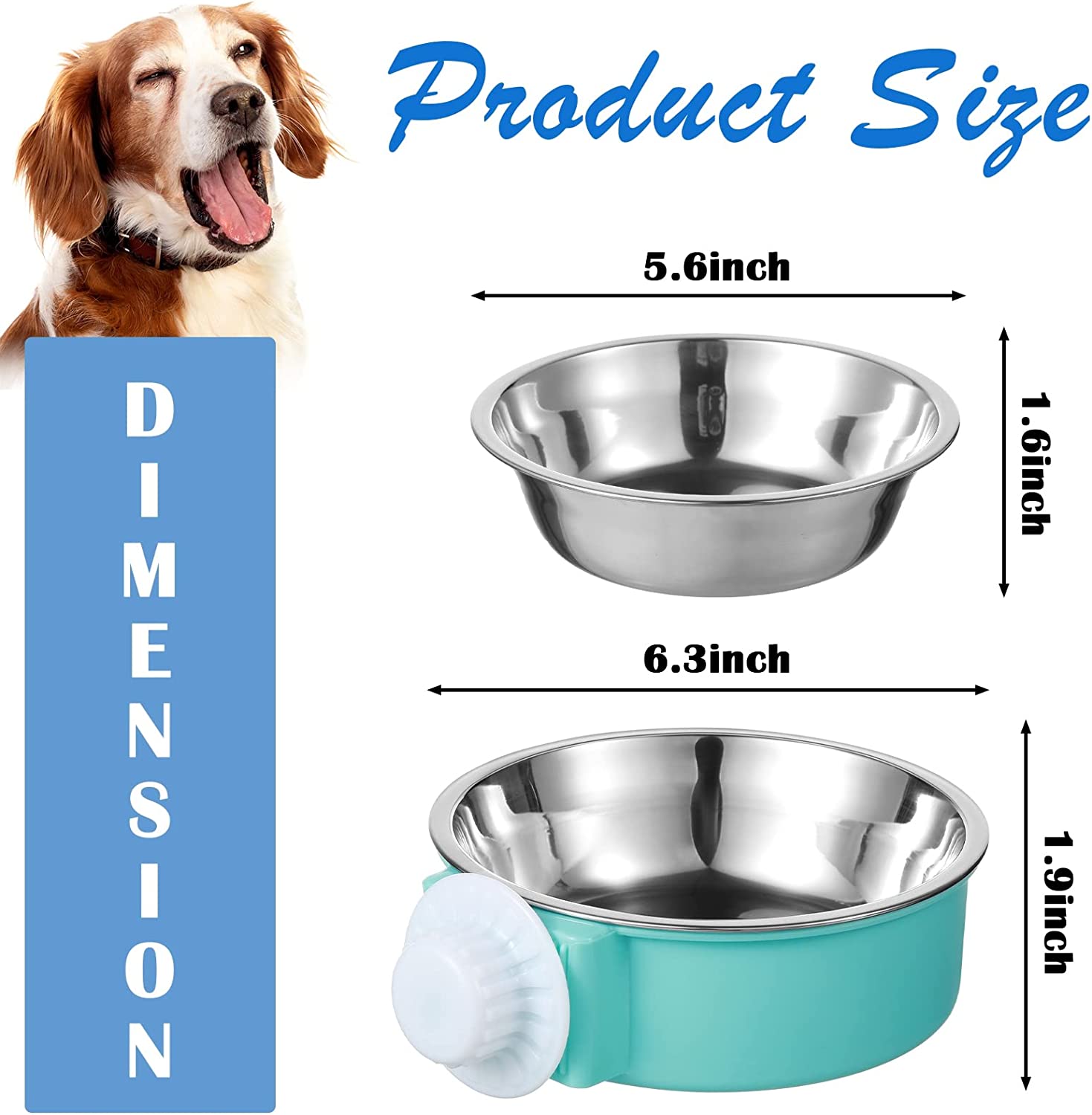 12-Pack Stainless Steel Hanging Crate Bowls - Removable Kennel Food Water Cups for Puppy Dog Cat Bird Ferret Rabbit Guinea Pig