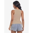 thumbnail image 2 of Women's Crewneck Racerback Ribbed Tank Tops Summer Basic High Neck Sleeveless Slim Fit Crop Tops, 2 of 4