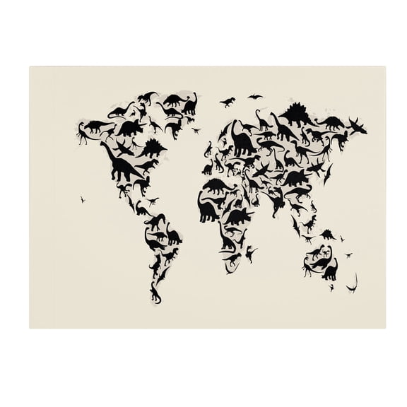 Trademark Art 'Dinosaur World Map' Canvas Art by Michael Tompsett